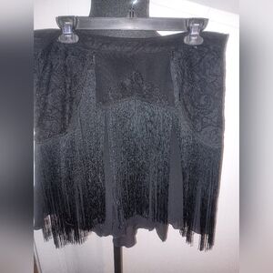 Free People Black Fringe Skirt